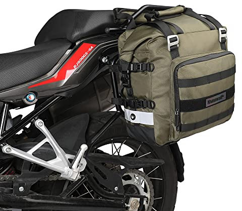Rhinowalk Motorcycle Saddlebag Waterproof Motor Luggage Pack Quick Release Motorbike Side Bag 20L Fits Most Adventure and Sports Bike Motorcycle Racks(Green, 1 Pack)