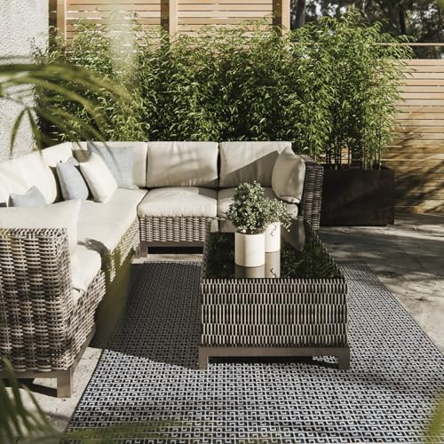Interiyou Outdoor Teppich Wetterfest Lome - 200x300 cm Blau - Wasserfest für Balkon, Terrasse, Garten - Outdoorteppich passend auch für Wohnzimmer, Schlafzimmer und Küche - Aussenteppich