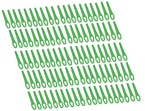 100 Stück Kunststoff-Messerklingen, Rasenmäher-Schneidwerkzeug, Ersatz Gartenbeschneidungszubehör (Grün)