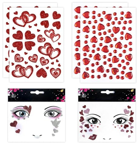 8 ansiktsklistermärken, glitterklistermärken, strass-dekaler, festdekoration ansiktsklistermärken, scendress-up ansiktsklistermärken