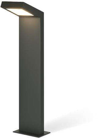 damastoreitalia Lampione LED da Giardino 10W 720LM IP54 – Paletto Esterno Moderno in Alluminio, Fascio 110° (Grigio - Luce Naturale 4000K)