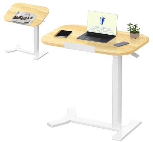 FLEXISPOT Tavolino da Letto con Ruote, Piano Inclinabile e Altezza Regolabile, Supporto per Laptop e Lettura, Ideale per Divano e Letto, Acero