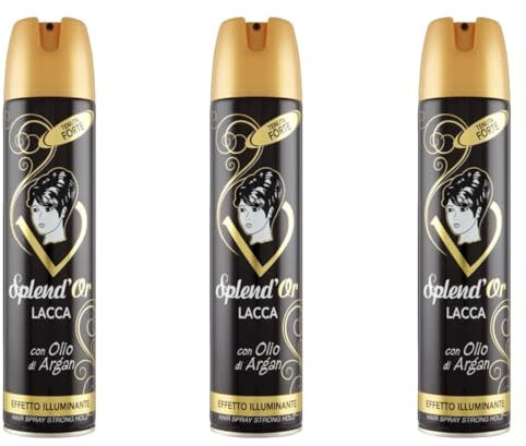 3X Lacca per Capelli con Olio di Argan - Effetto Illuminante 300 ml, 3 Flaconi da 300ml