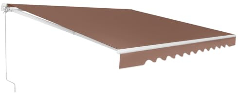 COSTWAY Markis med vev, ledad markis, solskydd, balkongmarkis solmarkis 5–35° vinkeljusterbar, terrassmarkis, klämmarkis för balkong och veranda (brun, 360 x 300 cm)