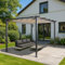 Pérgola de aluminio HWC-N93, cenador para jardín, estable estructura de 8 cm, techo solar UV50+ 3 x 4 m, color crema y beige