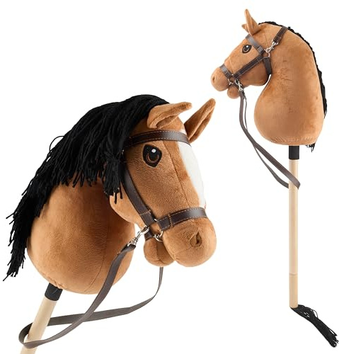 Bieco Hobby Horse - Caballo de zorro, talla S, con brida, bastón y cola extraíbles, para saltar, doma y juegos | Hobby Horse Horse Horse