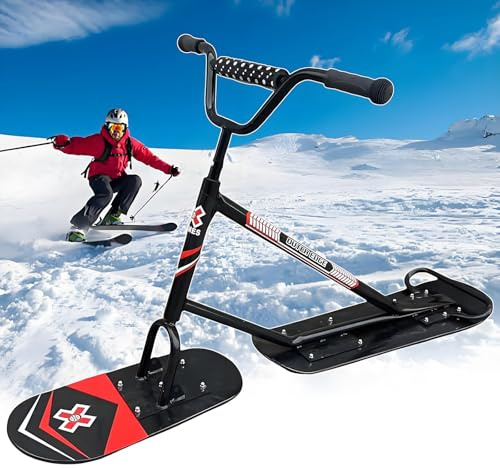 WDDEYYDS All-Ages Winter Adventure Sled - Unleash Fun with Our 360° Steering Snow Scooter! Featuring Triple-Layer Durability, Enhanced Safety Handlebars, and a 150kg/330lbs Capacity Black