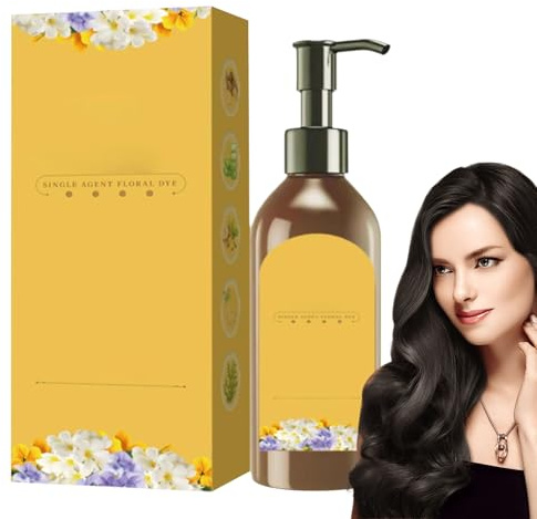 Tinte Cabello Base Vegetal Dosis Única Perfumado Floral - Champú Tinte Natural De Larga Duración Para Hombres Y Mujeres | Cubre Canas Con Ingredientes Seguros Y Nutritivos | Botella 300mL