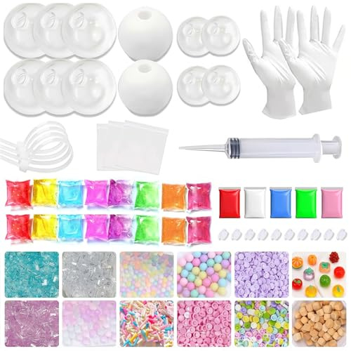 Joygoodta Kit de Fabrication de Balle Anti-Stress DIY, Peau Balle Anti-Stress Vide et Flexible avec Bouchons, Attaches câble et remplissages, kit d'artisanat Amusant pour Enfants Adultes