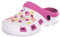 Brandsseller Sabots Femmes Chaussure de Jardin Pantoufle Plage Sandales Clogs Motif de Fleurs - Rose/Blanc - 37 EU