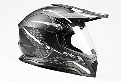 BNO Cross-3 Helm, Motocrosshelm, Corsshelm, S, M, L, XL (L, Matt-Schwarz-Weiss)