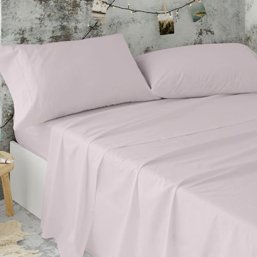 Burrito Blanco Sábanas de Hostelería | Juego de Sábana Cama 90 | Cama Individual | Ropa de Cama Algodón/Poliéster | Fácil Planchado | Color Rosa Nude | Disponible en Más Medidas