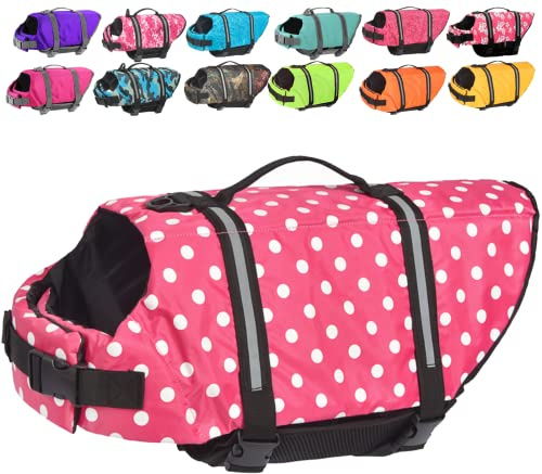 Doglay Dog Life Jacket with Rescue Handle, Dog Life Vest for Swimming Boating, Adjustable Reflective Puppy Swim Vest with Superior Buoyancy for Small Medium Large Dogs