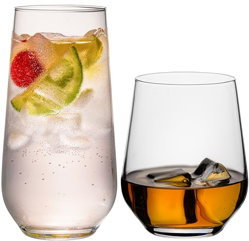 IMPERIAL glass Trinkgläser aus Glas 450ml & 520ml Set 12-Teilig Getränkeglas Wassergläser Saftgläser Whiskeyglas Longdrinkgläser