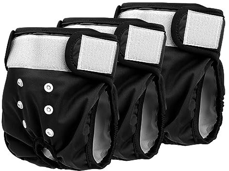 SlowTon Hundewindeln für Hündinnen, 3 Stück waschbare auslaufsichere weiche hochsaugfähige und umweltfreundliche Läufigkeitshose für Hündinnen mit verstellbaren Knöpfen bei Inkontinenz & Läufigkeit