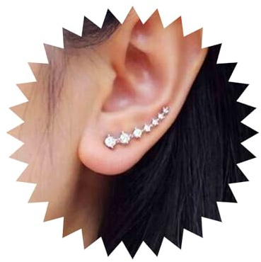 Aneneiceera Boho Pendientes De Cristal De La Oreja Del Manguito Espárragos De Plata Diminuto Escalador Envoltura Espárragos Declaración Prom Cristal Pendientes De Joyería Para Mujeres Y Niñas (plata)