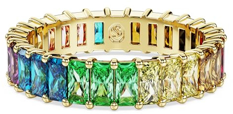 Swarovski Matrix Ring, Mehrfarbiger und Vergoldeter Damenring mit Bunten Swarovski Kristallen