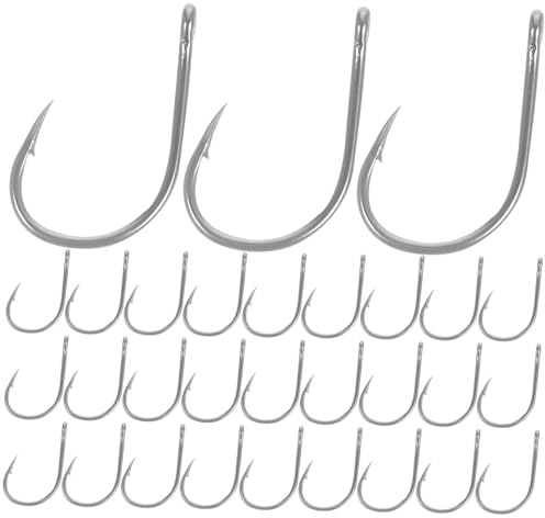 KOMBIUDA 100pcs Carbon Steel Fishing Hooks Boxed Set for Freshwater Saltwater Fishing Bass Pike Herring Muskie Crucian Pickerel Snapper