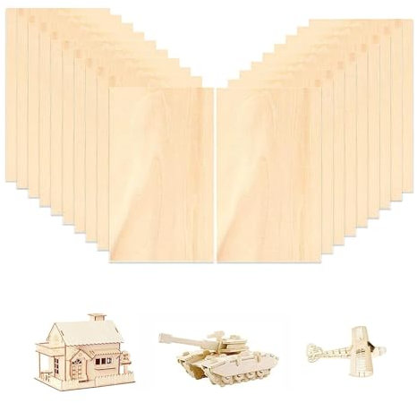 Lot de 20 plaques de contreplaqué - 200 x 100 x 2 mm - En bois de balsa - Pour travaux manuels, projets laser, bricolage et modélisme
