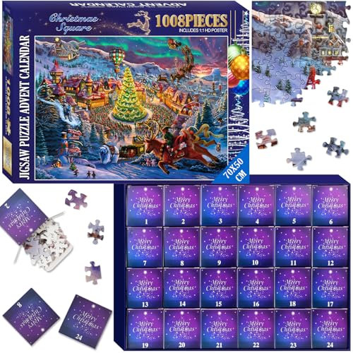 Adventskalender 2025 Puzzle Weihnachten im Norden für Erwachsene Frauen Männer 1008 Teile