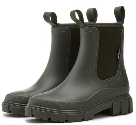 AONEGOLD Stivali Pioggia Donna Impermeabile Antiscivolo Leggere Comode Stivali Gomma Moda Pioggia per Esterni Giardinaggio Boots(Verde，39 EU)