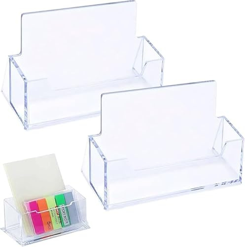 2 Pack Clear Acrylic Business Card Holder Stand – Sleek Desktop Display for Office, Countertop, and Trade Shows, Holds up to 40 Cards Each