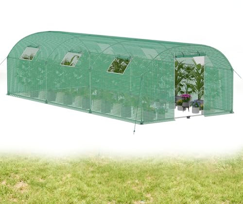 YRHome Serre en film plastique - 3 x 6 x 2 m - Résistante à l'hiver - En acier galvanisé - Vert - Avec porte et fenêtre - Design arqué - Abri de jardin pour culture, tomates, plantes