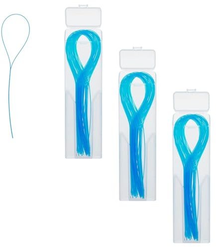 150 unidades de hilo dental, hilo dental, hilo dental de goma, hilo dental para puentes, limpiador profundo, enhebrador de hilo dental, para puentes e implantes, enhebrador de hilo dental (azul)