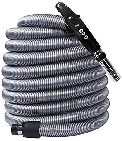 OVO Universal Central Vacuum 30ft Low Voltage Hose, Switch Control at The Handle, Fits Most Inlets, Crushproof