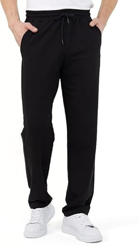 L S U Unisex Jogging Pants Fleece Open Hem Bottoms Adjustable Drawstring School PE Sports Jogger (BLK M)
