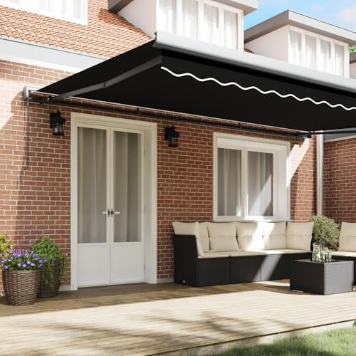 Festnight Manuelle Gelenkarmmarkise 500x300 cm Markise 300 Breit Kassettenmarkise Wasserdicht Terrassenmarkise Sonnenmarkise Terrasse Balkon Sonnenschutz Gelenkmarkise PU-Beschichtung Alu