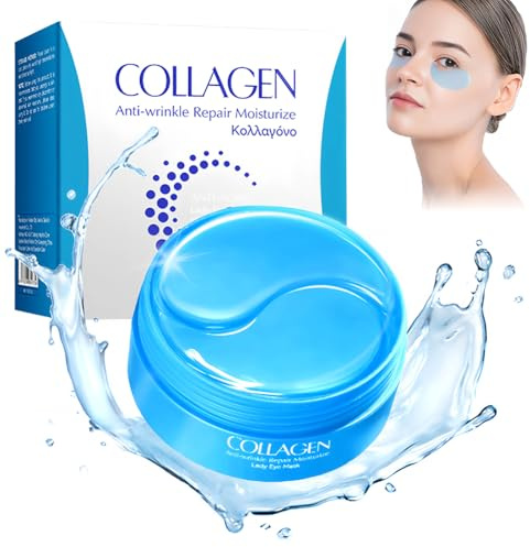 120 almohadillas para los ojos contra las ojeras con ácido hialurónico y colágeno para antienvejecimiento, mascarilla hidratante que reduce las arrugas y la hinchazón, almohadillas refrescantes para