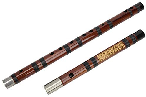 Bamjour Flauta de bambú, Brillante sin Rebabas, Material de bambú Amargo Seco de 68 X 2,5 Cm, Grabado con Poemas Chinos El Instrumento de Flauta Contiene Película de y Pegamento Sólido para Película