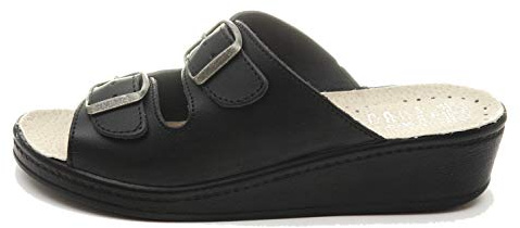 Dr Punto Rosso Medical Comfort 400SB Sandales Sabots Mules Chaussons Chaussures en Cuir Femme Dames, Noir, EU 37