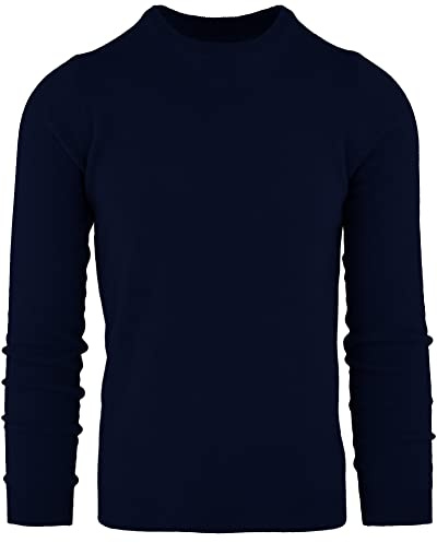 Cashmere Zone Maglione Uomo Girocollo 100% Puro Cashmere - Morbidissimo e Caldo, vestibilità Regolare, Perfetto per Ogni Stagione (M, Blu)