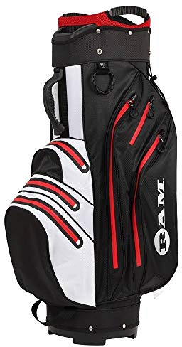 Ram Golf Waterproof Cart/Trolley Bag - 14 Way Club Dividers Black/White/Red
