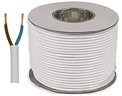 Electrical Core Round PVC Mains Electrical Cable Copper - 3182Y 2 Core x 1.0 mm² 10 Amp PVC Flexible Cable Cut To Length Flex-Wire High Temperature Resistance (White, 10 Meters)