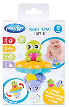 Playgro Topsy Turvey Turtle – Jouet de Bain Réversible Tortue/Phoque – Développement Sensoriel Bébé
