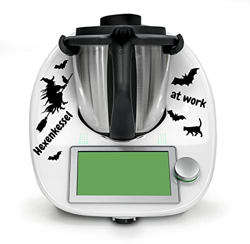 Finest Folia Deko Aufkleber kompatibel mit Küchenmaschine Thermomix TM5 TM6 Design Sticker Zubehör für Küchengerät wasserfest selbstklebend K154 (05 Hexenkessel, Schwarz)