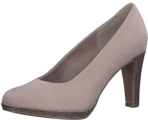 MARCO TOZZI Damen Pumps Glitzer Vegan, Beige (Powder Comb), 41 EU