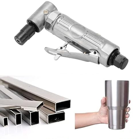 Fyearfly Amoladora Neumática,Máquina De Grabado Con Amoladora De Ángulo Recto De 90 Grados,Con Cabezal De Molienda Para metal Madera Neumáticos Pulido Biselado Desbarbado