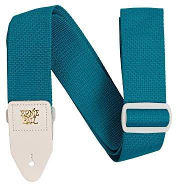 Ernie Ball teal och vit polypro gitarrrem