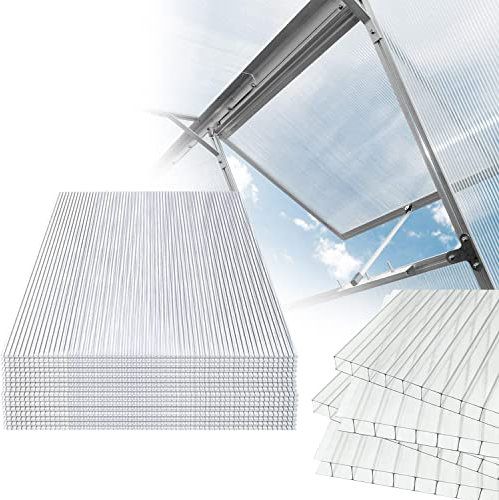 Daromigo Plaques alvéolaires pour serre de jardin Plaques de remplacement 14x polycarbonate double paroi (60.5 x 121 x 0,4cm) | 10,25 m²