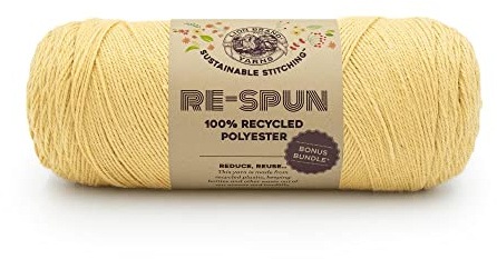 Lion Brand Yarn, Recycled Polyester Re-Spun Bonus Bundle Yarn for Crocheting and Knitting, Sahara, 1 Pack