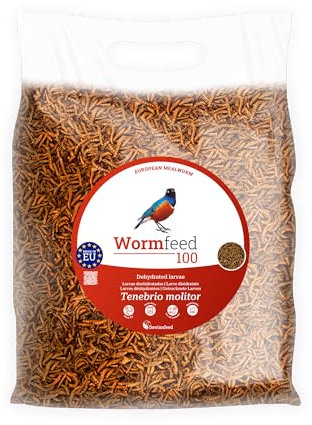 Wormfeed 100 - Premium Mehlwurm 1 kg - Tenebrio-Larven für Vögel, Reptilien, Nagetiere, Fische - Reich an Proteinen mit Omega 3 und 6 - Aufzucht in Europa - Davianfeed