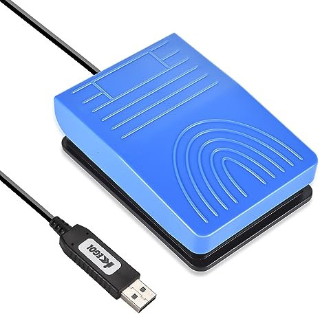[Upgraded] iKKEGOL USB Foot Pedal Switch Video Game PC Hands Free Footswitch One Key Control Program Computer Mouse Keyboard HID with 2M Cable Blue
