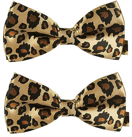 FSSTUD 2papillon Cravatte formali business, fascia da collo stampa leopardata, 12 x 6 cm