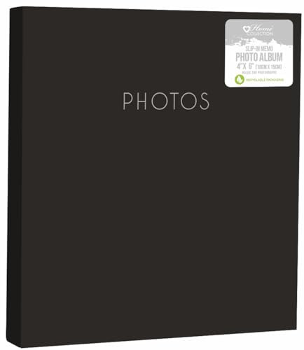 Black 4 x 6 Photo Album Holds 200 Photos with Memo Space Slip-in Photograph Scrapbook Wedding Travel Keepsake Gift