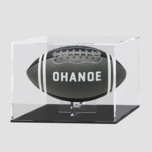 UoYeet Fotbollsdisplayfodral med bollhållare, klar displaybox för full storlek fotboll rugbyboll, sport memorabilia monter