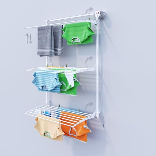 foxydry Tower Vertical Wall Airer - Wall Airer for Indoor and Outdoor Use (White Right, 108 cm / 42.5 in)